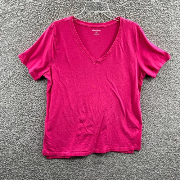 Eddie Bauer Womens Top Extra Large Pink Short Sleeve Pullover Shirt‎ - Picture 1 of 9
